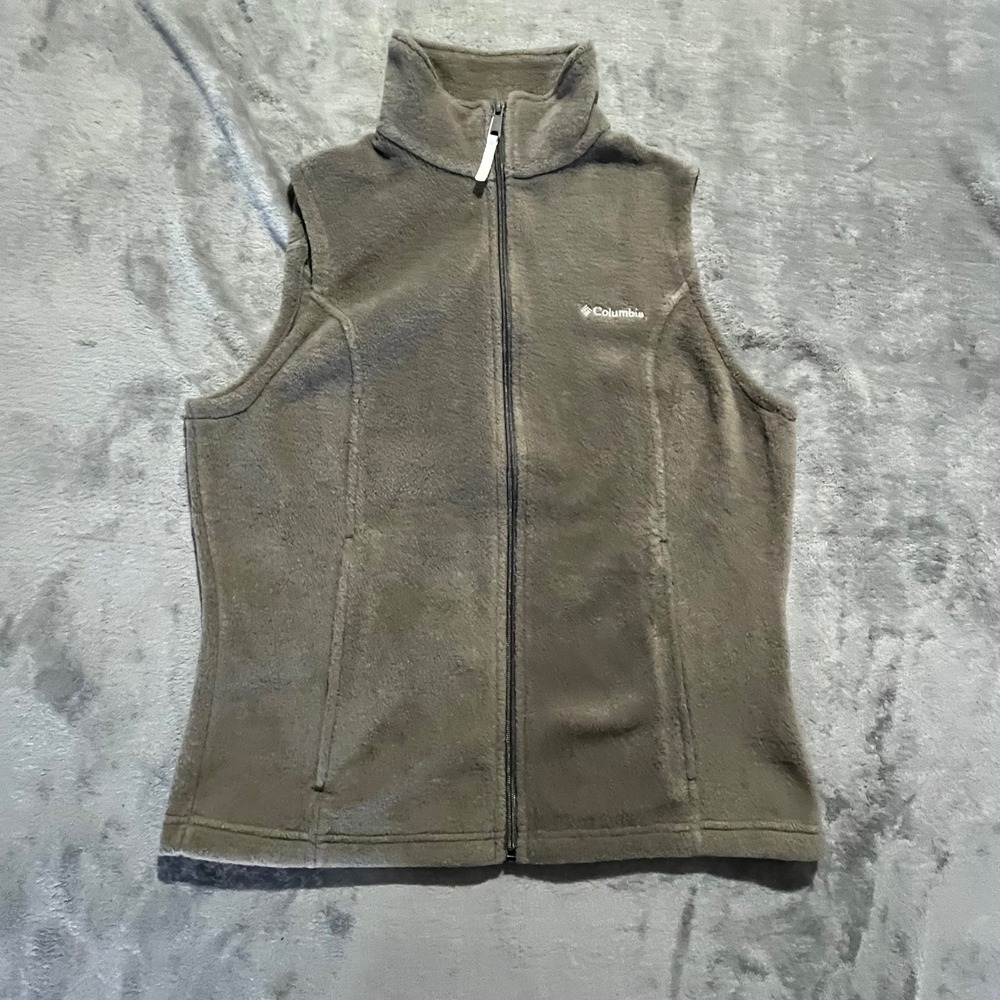 Columbia Benton Springs Vest Womens Small Olive Green Fleece Full Zip WL1023